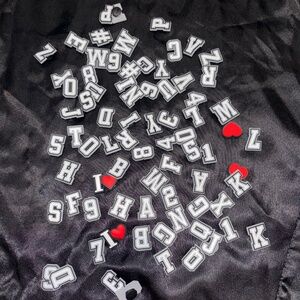 CROC CHARMS A-Z 74+4 pieces total letters & hearts decor. ALL NEW NEVER WORN.